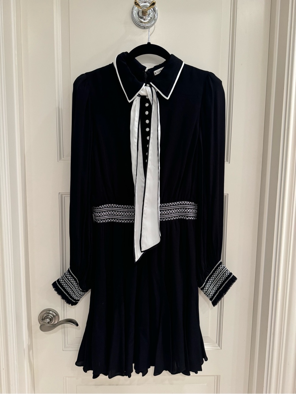 Alice + Olivia Bethany Tie-Neck Mini Dress - Picture 2 of 5